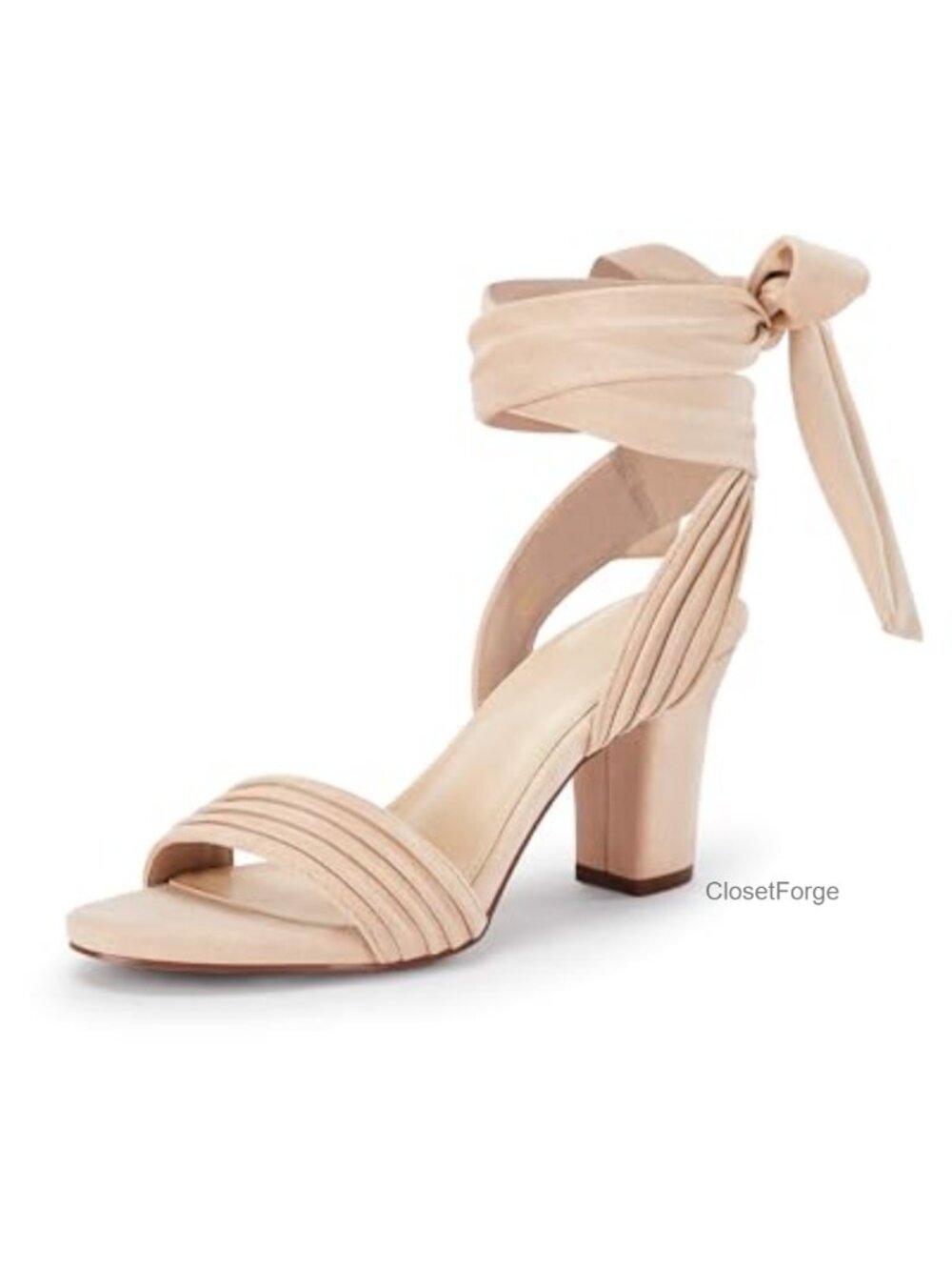 Faux Suede Lace Up Chunky Heel Strappy Sandals Open Toe Dress Comfort